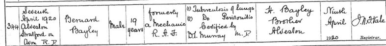 Bernard bayley death cert