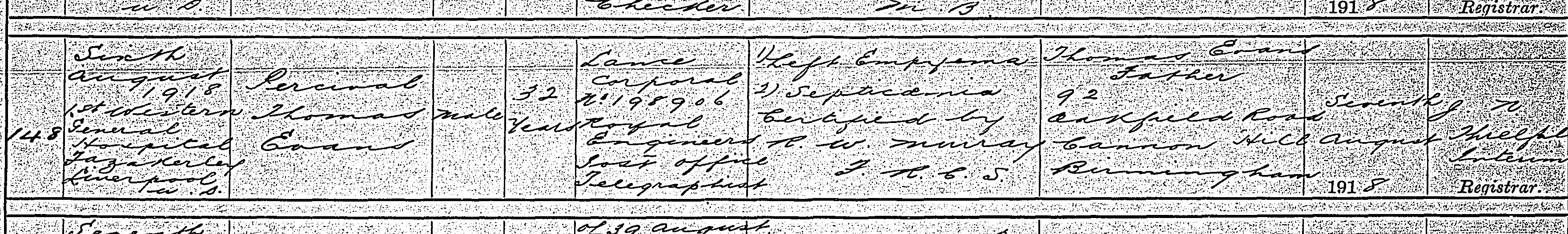 percival evans death cert