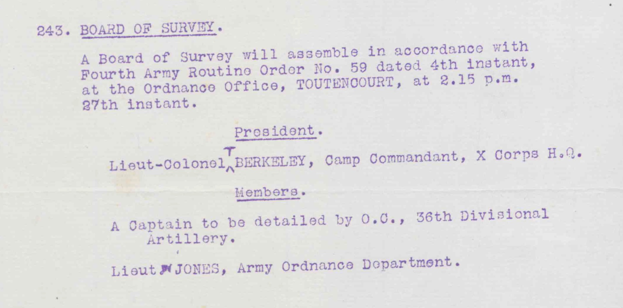 Lt Col Berkeley War Diary 1