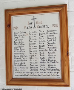 Shottery St Andrew WW1 Roll of Honour301